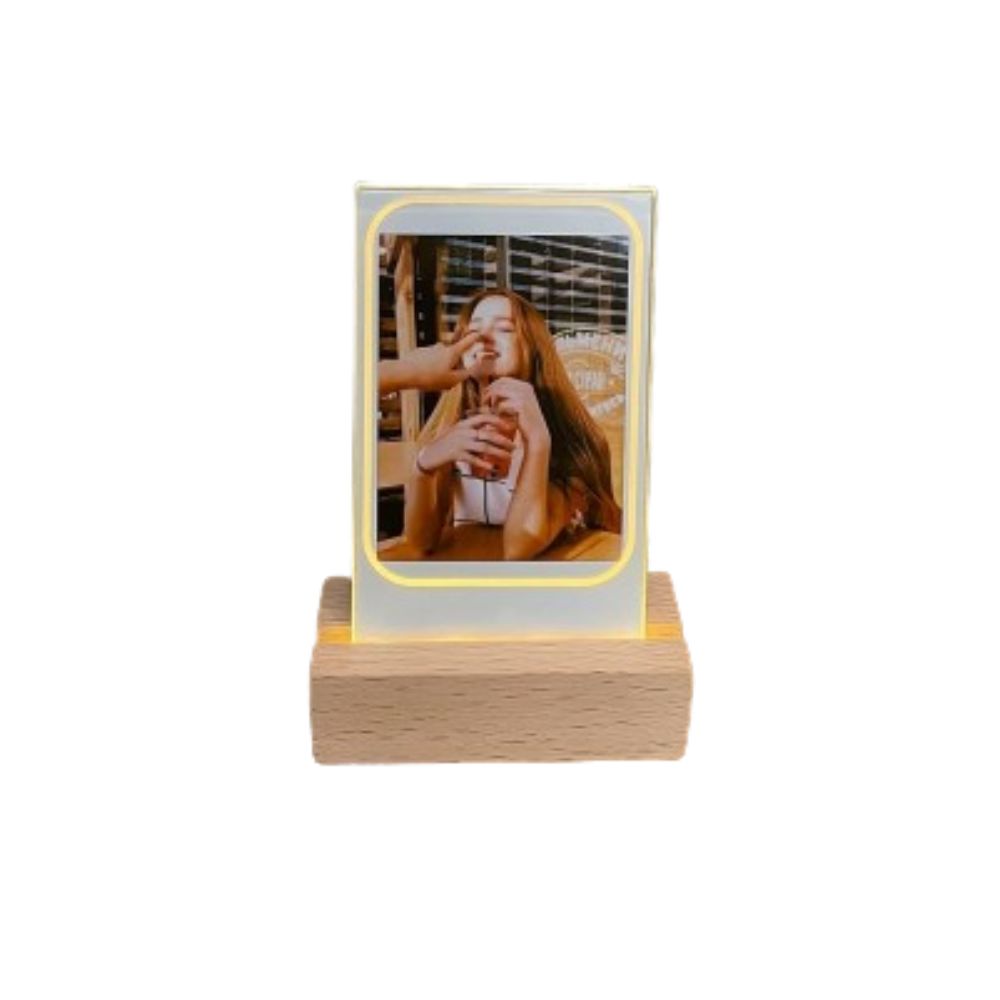 Pikxi Wooden Tabletop LED Photo Frame Display for Fujifilm Instax Mini Photo Film | Music
