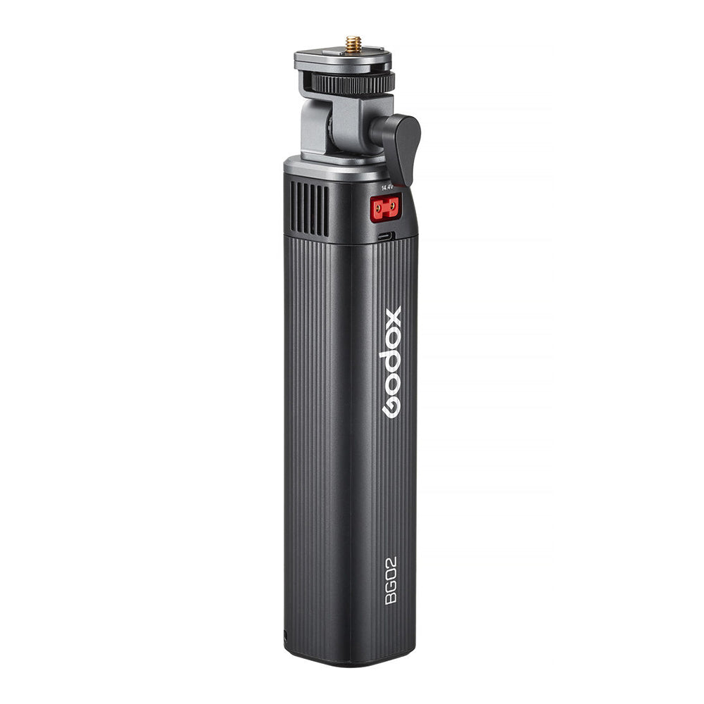 Godox BG02 Handheld Ergonomic Battery Grip 95Wh 6600mAh with D Tap & USB C Cable, 160 Degree Tilting Head, 1/4"-20 Threaded Screw and LED Indicators for Content Creators, Camera Flashes and Lights