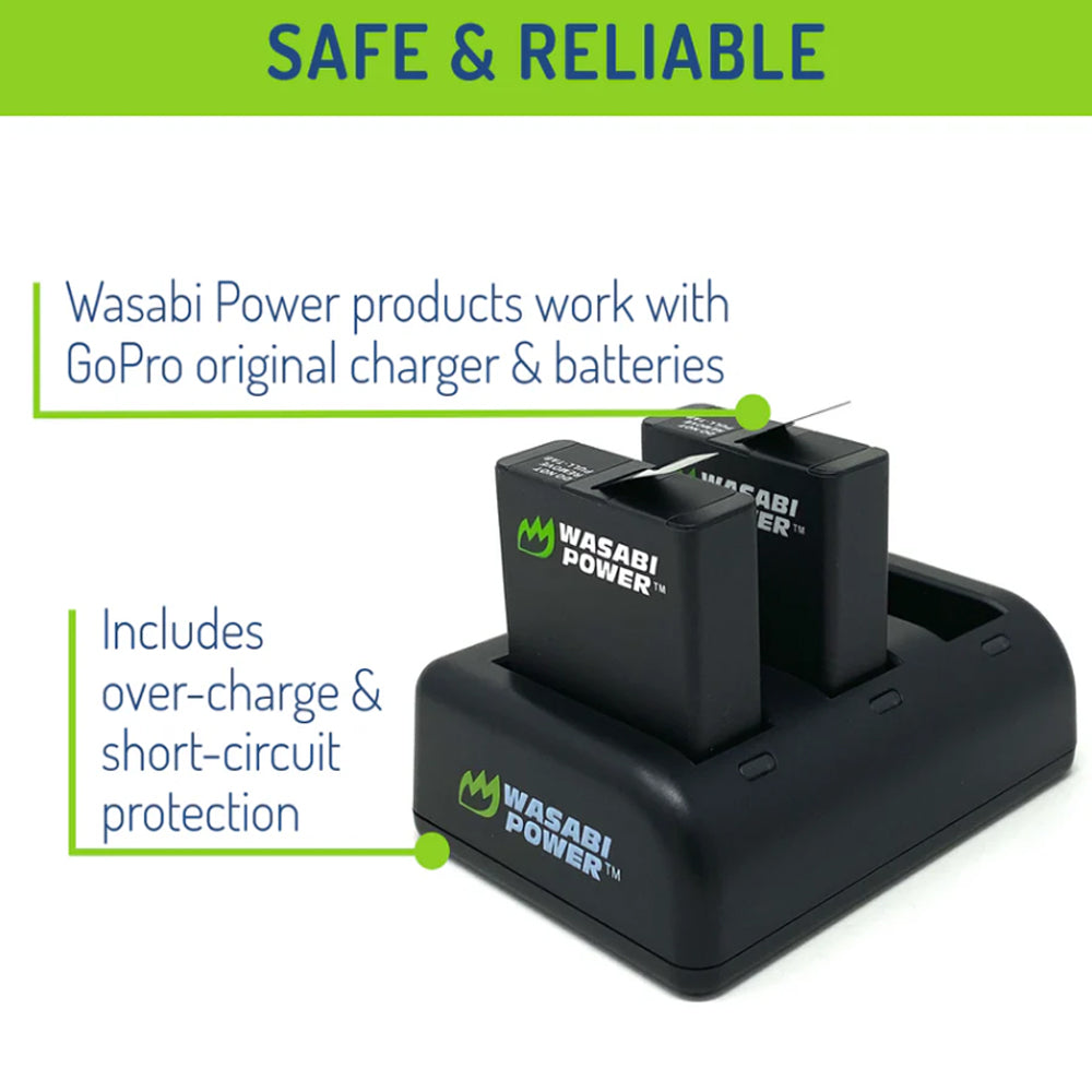 Wasabi Power Battery for GoPro HERO8 and Triple Charger Compatible with HERO8 BLACK, HERO7 BLACK, HERO6, HERO5