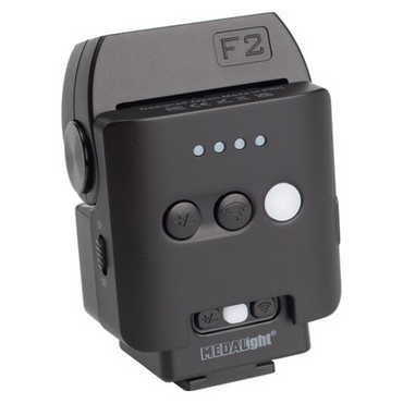 MEDALIGHT F2 Mini Camera Flash, 2.4GHz Wireless Off-Camera Light for Canon, Sony, Nikon, Fuji, Ricoh & Other Digital Cameras, Hot Shoe Mount, 10m Remote Control, Pivoting Angle, Rechargeable Li-Ion Battery & USB-C Charging for Photography