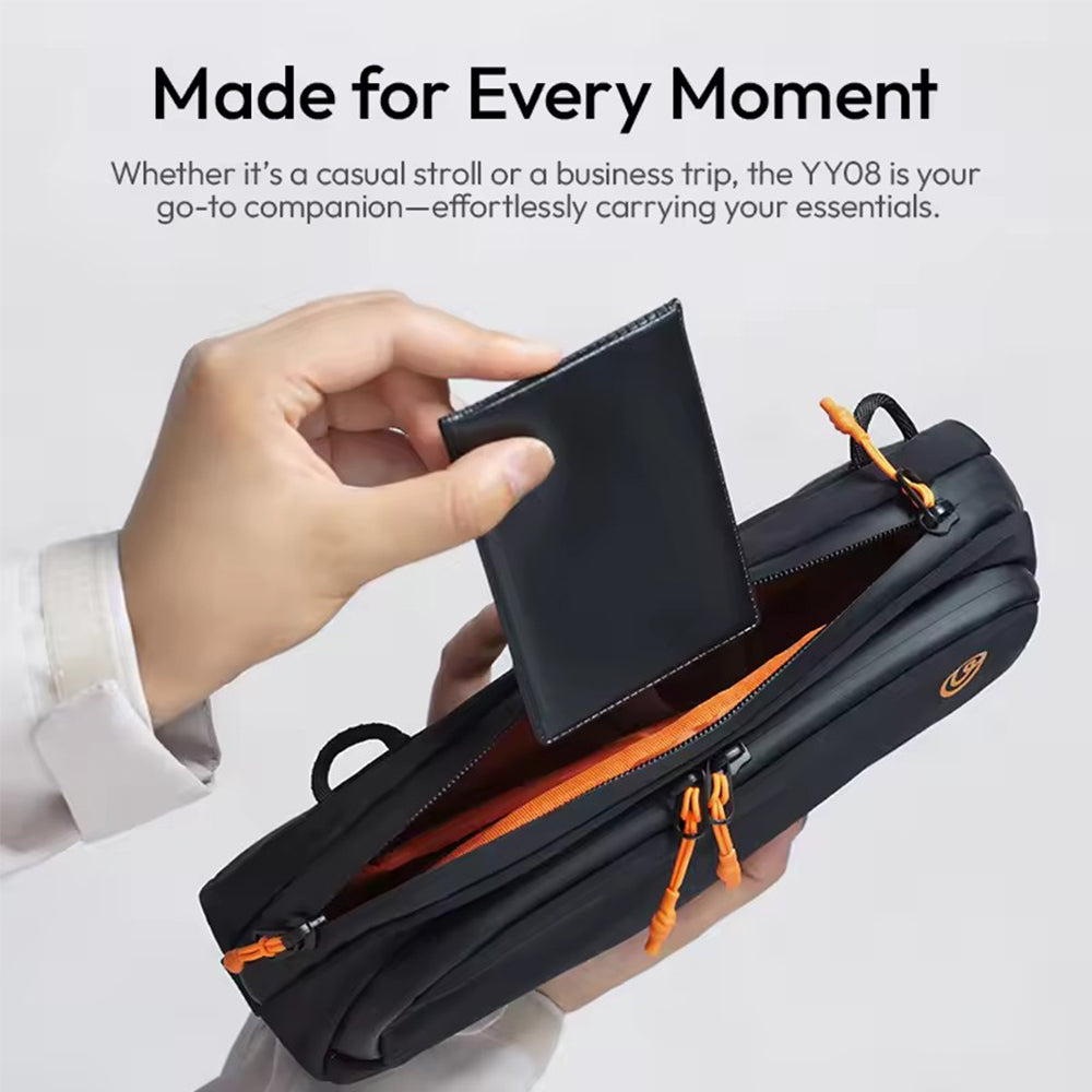 Ulanzi YY08 TechLite 2L Crossbody Shoulder Sling Bag with Two-Way Zipper, Detachable Strap, Spacious Compartments and Multi-Stretch Pockets for DJI Osmo Pocket 3, Digital Cameras, Smartphones, Batteries, Mini Tripod & Accessories | Black