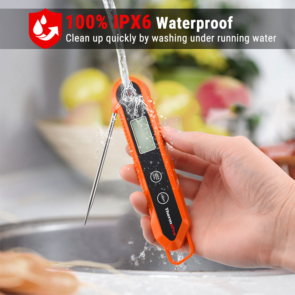 ThermoPro TP03H Digital Instant Read Meat LCD Thermometer with 3-4 Seconds Response Time, 180° Rotating Probe, Built-in Magnet Mount, Calibration & Backlight for BBQ Smoker Grilled Steak, Pan / Deep Frying Kitchen Accessory