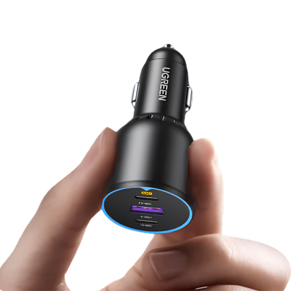 UGREEN 130W 3-Port Fast Car Charger with 2× USB-C + 1× USB-A Ports | EC705 (35025)