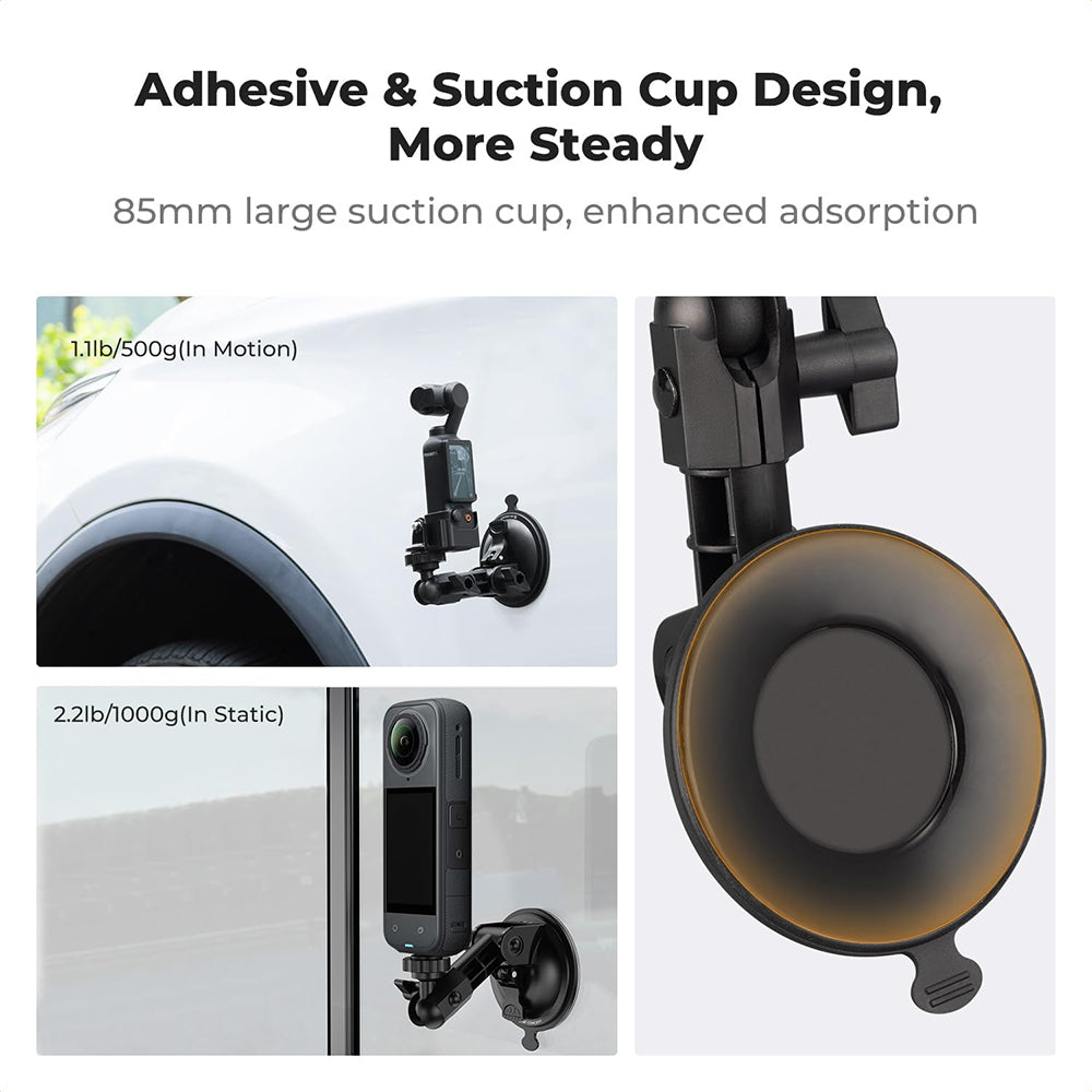 K&F Concept Suction Cup Mount for DJI Osmo Pocket 3, Osmo Action 5, GoPro Hero 12 11, Insta360 X5 X4