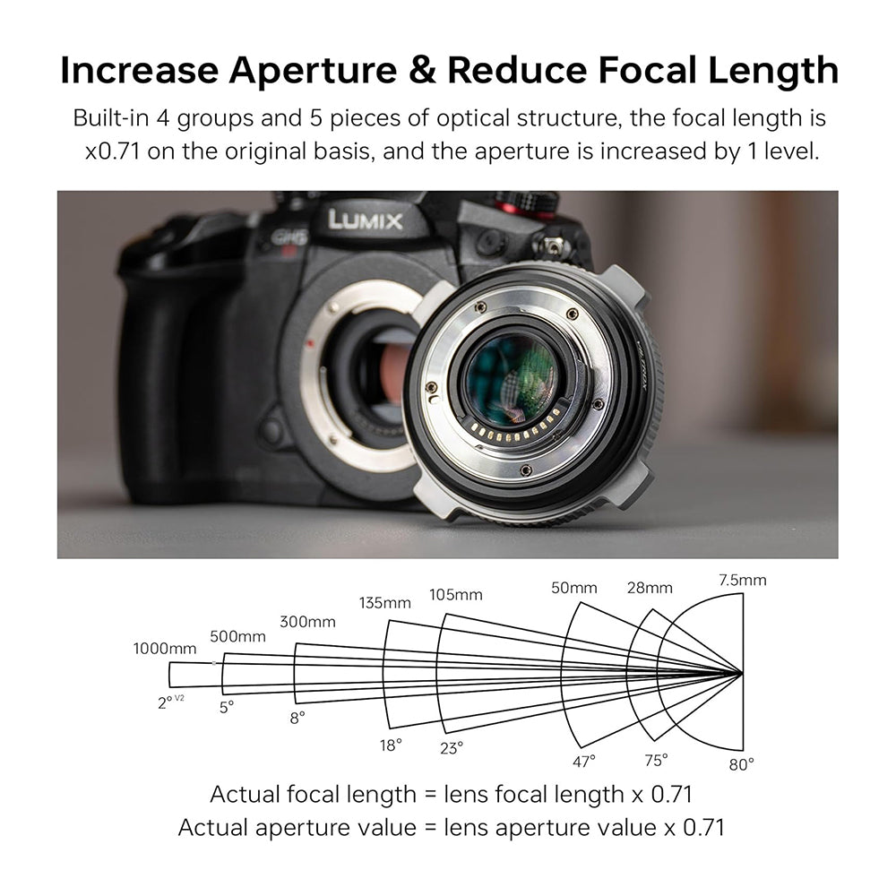 Viltrox EF-M2 Pro Lens Mount Adapter for Canon EOS EF / EF-S Series Lenses to Panasonic Olympus M43 MFT Digital Cameras with AF Autofocus 0.71x Focal Reducer Booster, Rotary Lock, USB Type-C Port, EXIF Sigl Transmission & IS Anti Shake Function