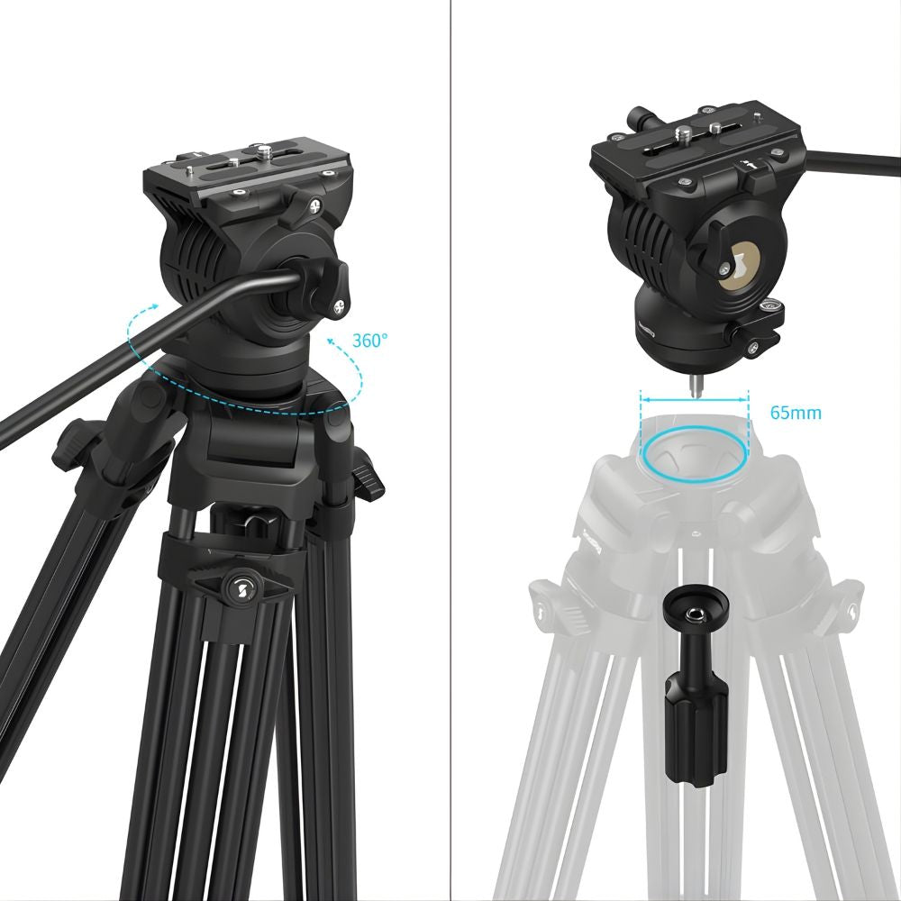 SmallRig AD14 Heavy Duty Carbon Fiber / Aluminum Tripod w/ Up to 10KG Max Payload & 186CM Max Height