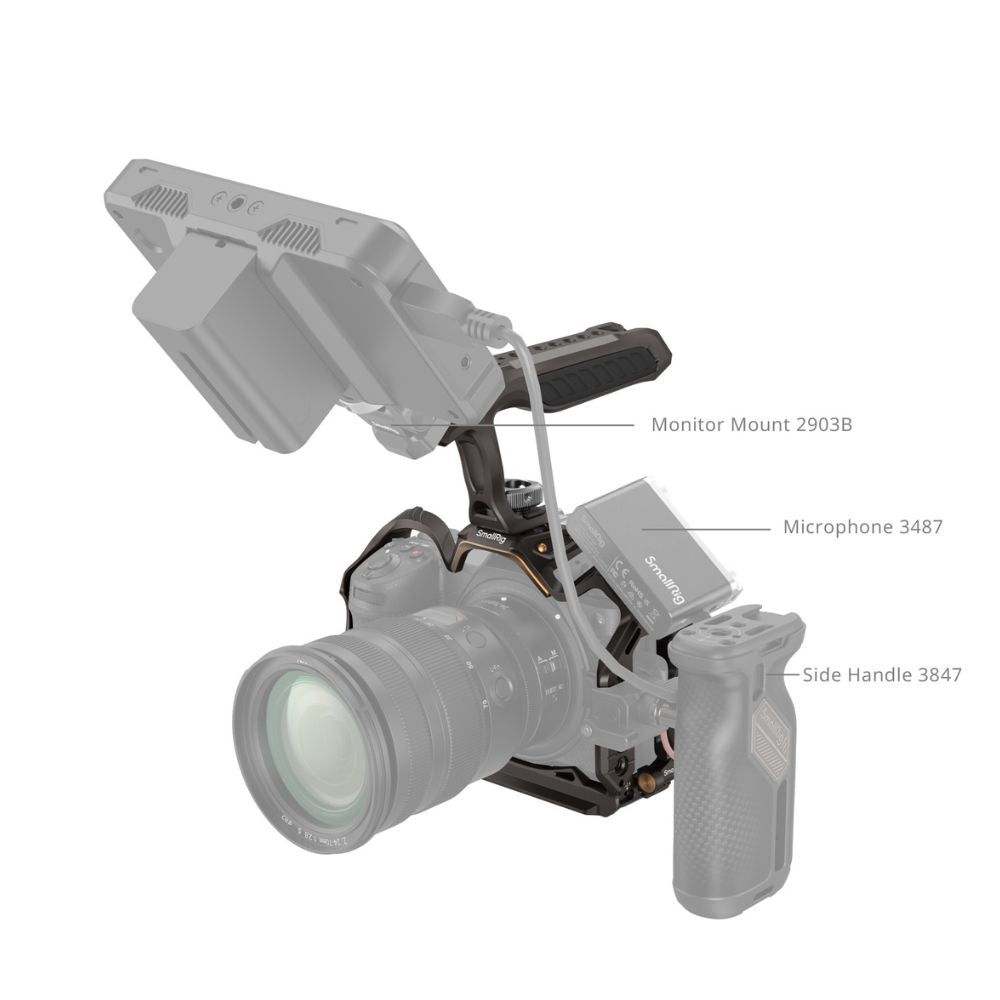 SmallRig Night Eagle Full Camera Cage Kit for Nikon Z6 III with Top Handle, Arca-Type Quick Release Base Plate, TO Rail, Cold Shoe Mount, 1/4"-20, 3/8"-16, M3 & M2.5 Threaded Holes for Attachments and Accessories | 4521 4522
