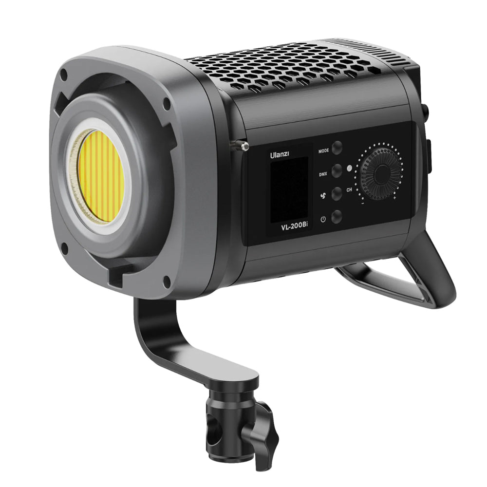 Ulanzi 200W Bi-Color LED Video Light 2700K-6500K CCT CRI 95+ with V-Mount Battery Plate, Bowens Accessory Mount, LCD Display, Built-In Dimming Control Knob, and 360° Rotate L-Stand for Studio Lighting Equipment VL-200Bi