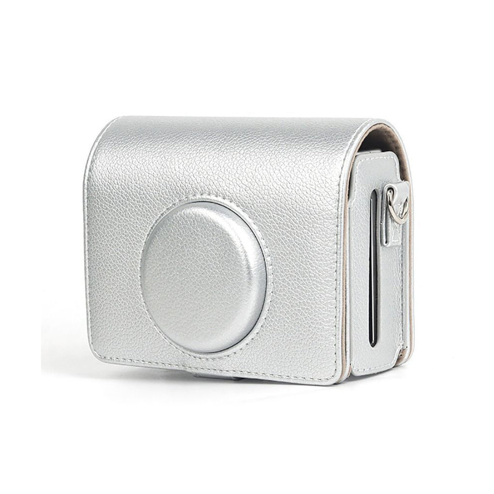 Pikxi Retro Portrait & Landscape Style Shoulder Sling Leather Case Bag for FUJIFILM Instax Mini EVO Instant Film Camera with Shoulder Strap and Formfitting Design for Controls - Available in Brown, Black, Silver, White, Pink Color Options