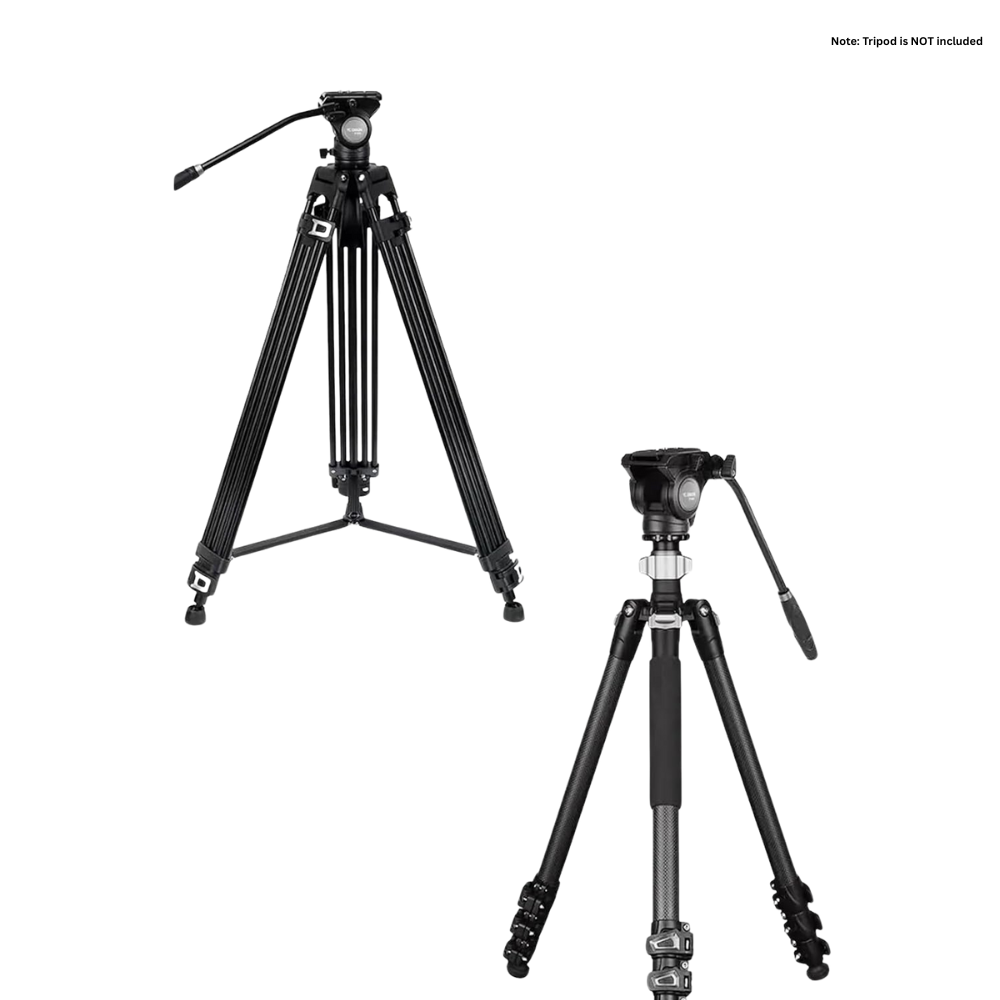 YC ONION FH60 Professional Aluminum Fluid Head with 6kg Max Load Capacity, 1/4" ARRI Mount, QR Plate with 1/4" / 3/8" Screw Pins, Bubble Level, High/Low Angle Tilt Range, Extendable & Reversible Handle for Photography & Video Recording