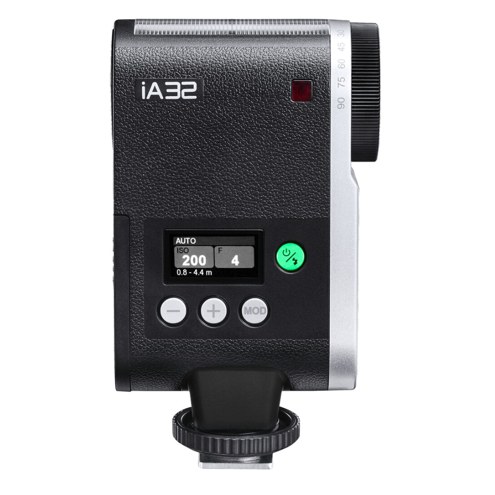 Godox iA32 Mini Flash with 8 Output Levels, 2.5 Seconds Recycling Time, 6200K CCT, 490 Full Power Flashes, Optical S1/S2 Modes, Onboard Automatic / Manual Controls, Sync Port and Hot Shoe Mount for Studio Lighting and Photography