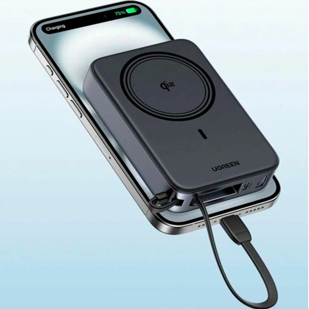 UGREEN 20000mAh Qi2 Magnetic Wireless Power Bank with Built-in USB-C Cable, 30W Fast Charging, 15W MagSafe Compatible Wireless Charging, LED Display, Charge 4 Devices Simultaneously, Battery Pack for Phones, Tablets & USB-C Devices | PB567 | JG Superstore