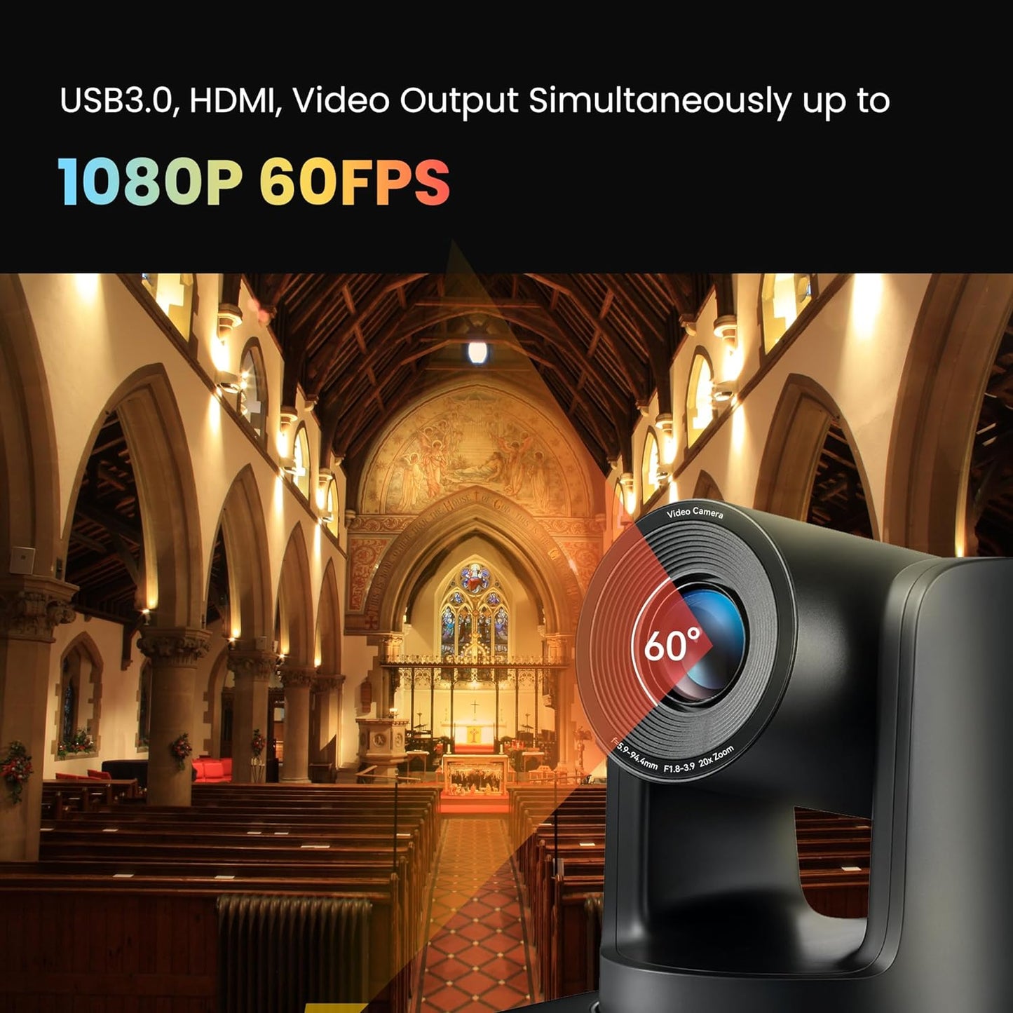 Tenveo UHDMAX NDI 1080P FHD PTZ Conference Camera with Smart Auto Tracking, 20X Optical Zoom, 2MP 1/2.8" Sony Sensor, 3G-SDI, HDMI, USB, and LAN Output for Video Live Streaming, Broadcast, Meeting & Conferencing