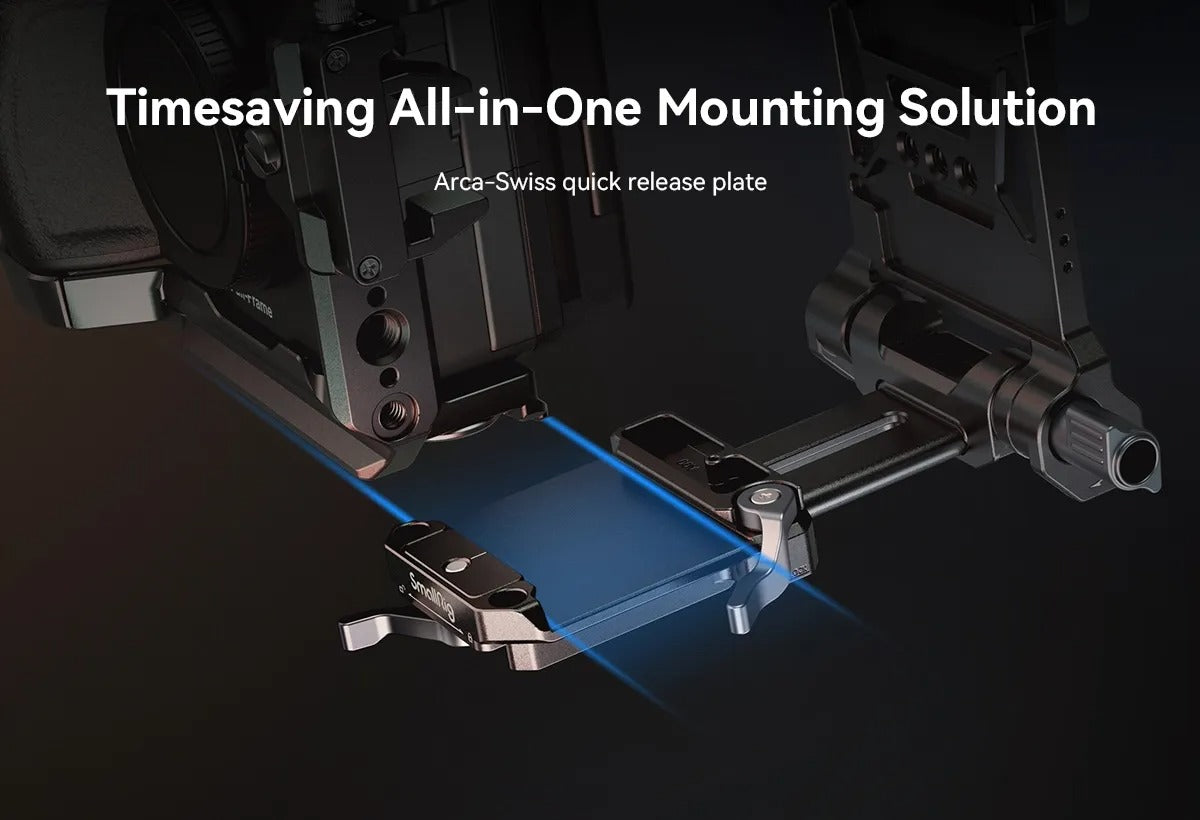 SmallRig Compact V-Mount Battery Mounting Plate System with Arca-Swiss QR Quick Release Plate, 90 Degree Rotating Plate and 15mm Rods with Chest Support for SmallRig VB50 / VB99, Sony Alpha, Canon EOS and Panasonic Lumix Series DSLR / Mirrorless Camera