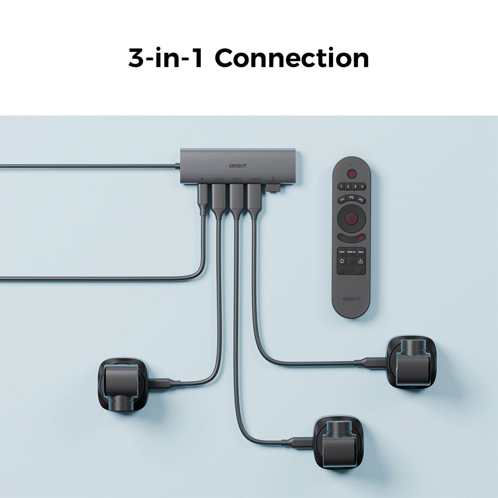 OBSBOT 3-in-1 USB Type-A 3.0 Hub with 5Gbps High Transmission Speed for Tiny / SE / 2 / 2 Lite / 4K & Meet / SE / 2 / 4K PTZ Streaming Camera and Webcam