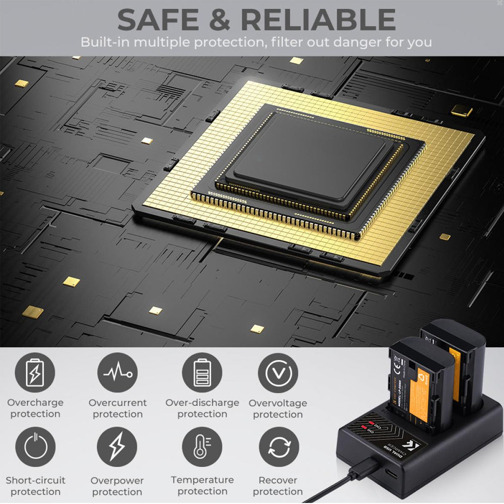 K&F Concept LP-E6 / LP-E6N / LP-E6NH 2250 - 2600mAh Camera Battery