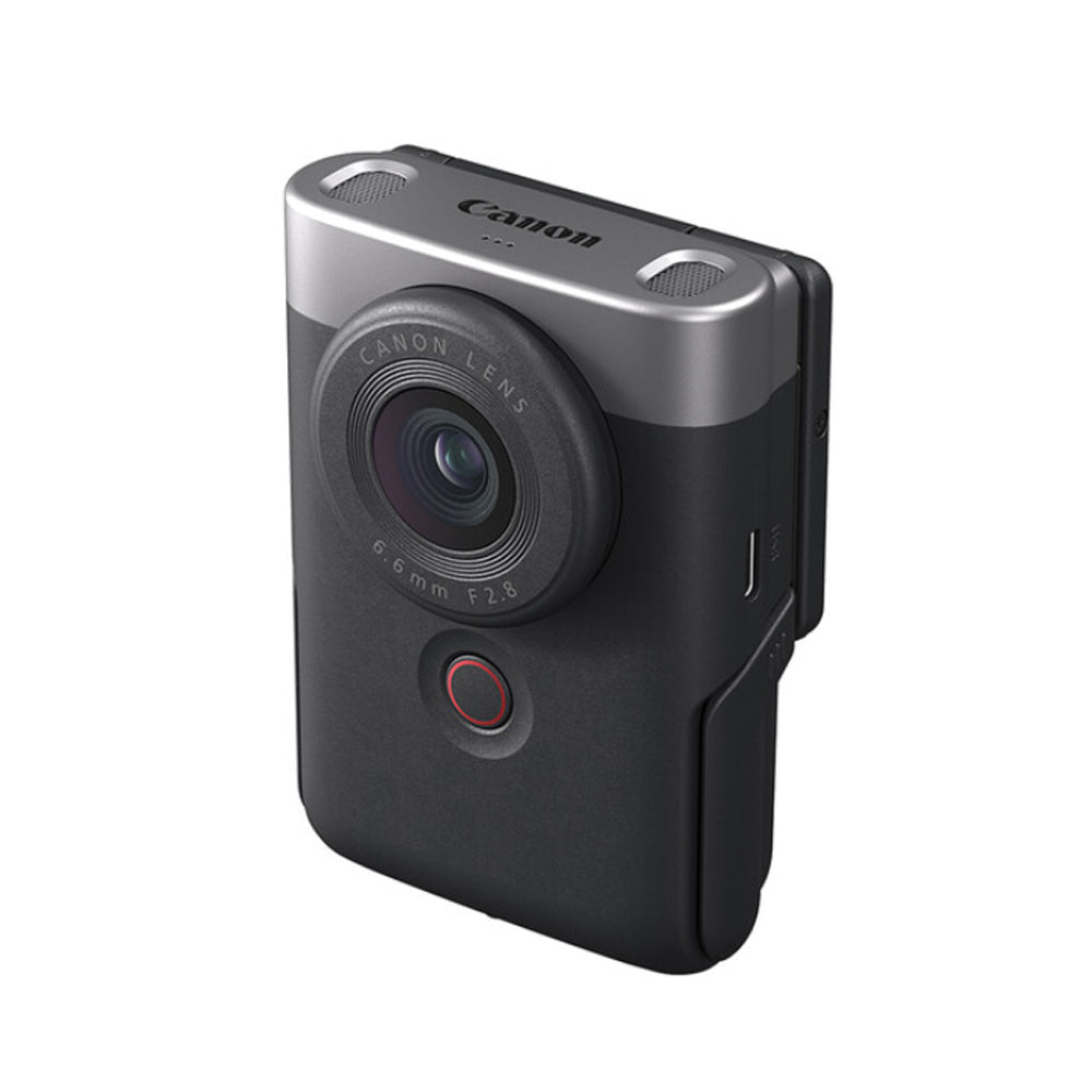 Canon PowerShot V10 Pocket Vlogging Camera w/ 19mm Wide-angle Lens, 20.9MP 1" CMOS Sensor DIGIC X Processor, 4K UHD Video, Wi-Fi & Bluetooth, Touch Screen LCD, Built-in Stand, Live Streaming Ready, Webcam Mode, USB-C Charging Black, Silver
