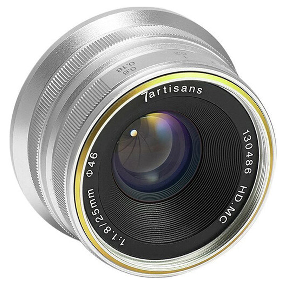 7Artisans 25mm F/1.8 APS-C Format M43 Micro Four Thirds Mount Compact Portrait Prime Lens MF Manual Focus for Mirrorless Cameras | Black Silver
