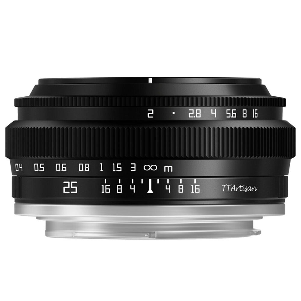 TTArtisan 25mm F/2.0 APS-C Format Sony E | Nikon Z | M43 Micro Four Thirds | FUJIFILM X Mount Portrait Pancake Prime Lens Large Aperture Full Metal Body, MF Manual Focus, 9.8" Focusing Distance for Smooth Bokeh and Low Light Photography