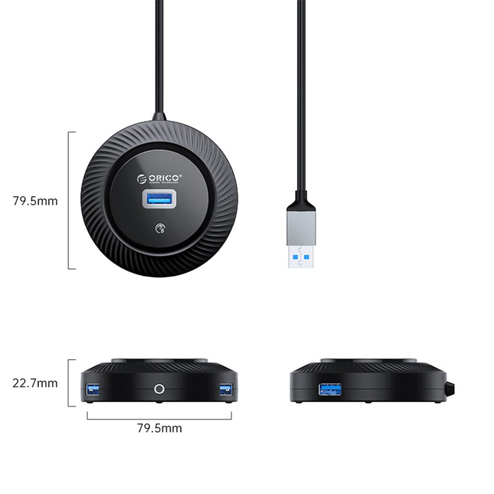 ORICO 4-IN-1 USB HUB 5GBPS (0.3M,1.8M) USB-A Cable with 3.5mm Audio/Microphone Output & 3-Port USB 3.0 | Windows, Linux & macOS Support | for PCs, Computer Desktops & Laptops | USB Hubs & Docking Stations | YK4-U3