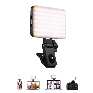 K&F Concept Portable Clip-On Bi-Color LED Video Fill Light with 3000-10000K Adjustable Temperature, 2000mAh Built-in Battery, Color Filters & Frame, Cold Shoe & 1/4" Screw Adapter for Camera, Smartphone, Laptop, Tripod, Tablet | KF34-034