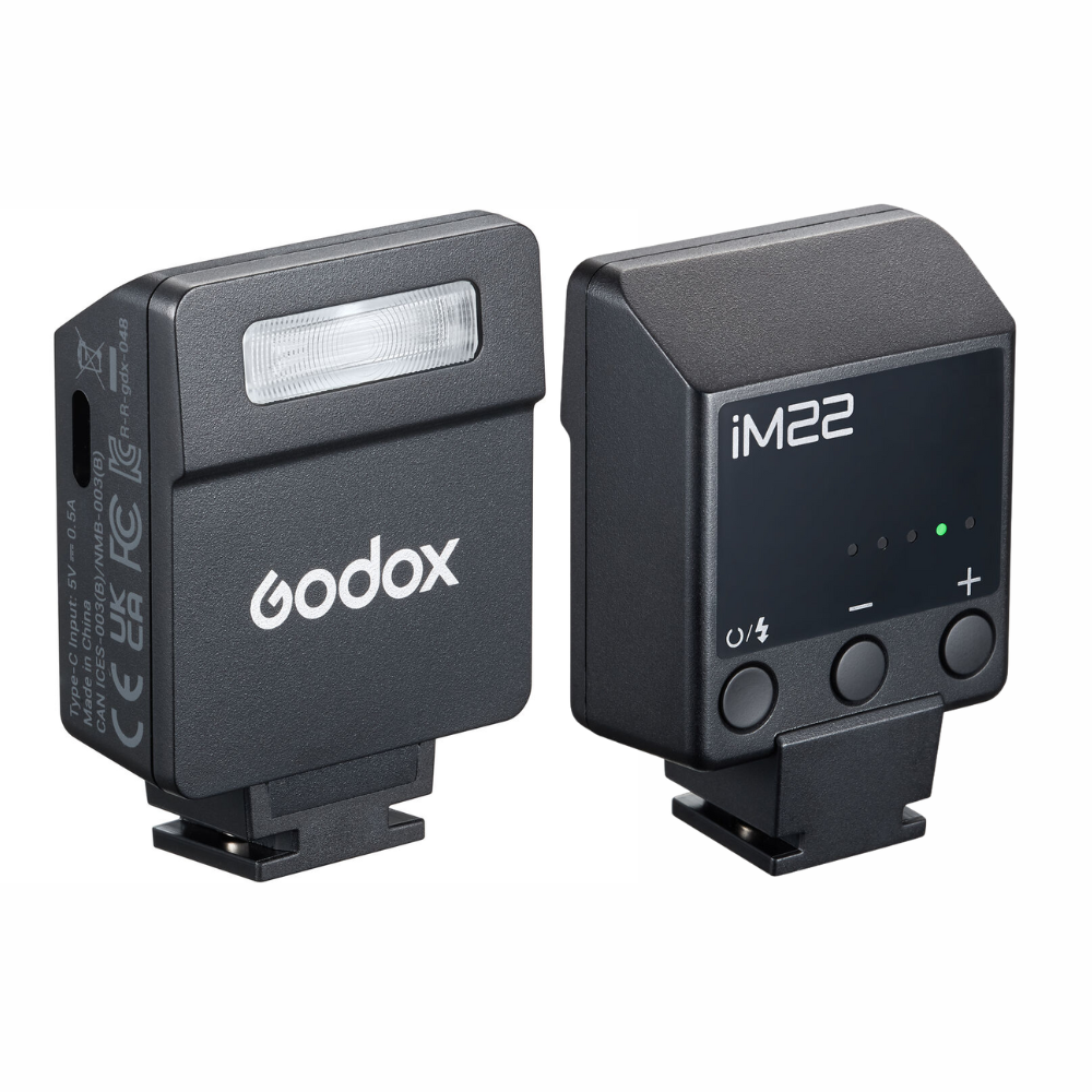 Godox iM22 / iM20 Portable Manual Mini Camera Flash with Hot Shoe Mount, 440 Full Power Flashes, 5 Level Output Power, 3 Seconds Recycling Time and Built-In 470mAh Lithium-ion Battery for Studio Lighting and Equipment
