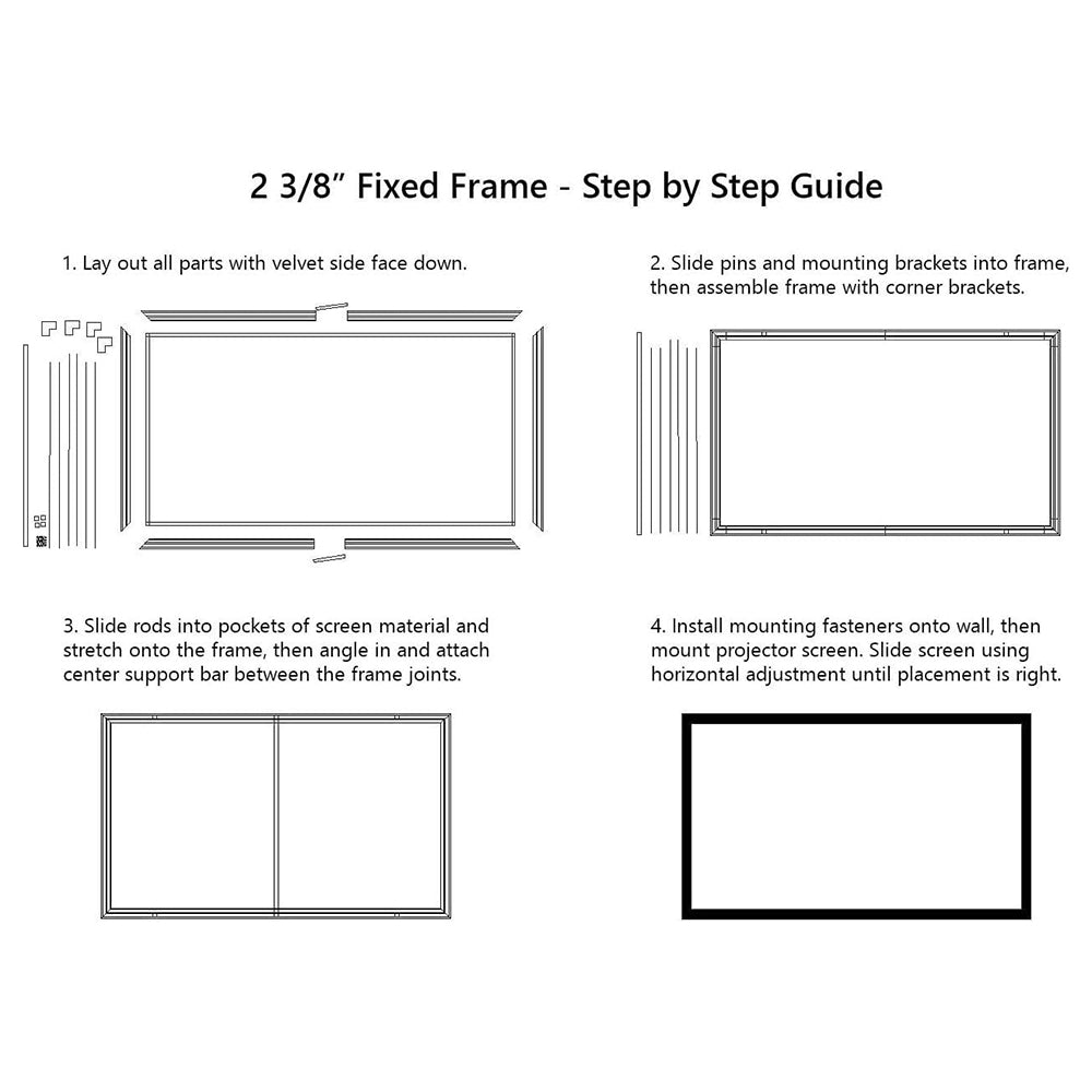 SILVER TICKET STR-169150 150-Inch 16:9 Frame Wall Cinema Projection Screen w/ 4K Ultra HD/8K/1080p