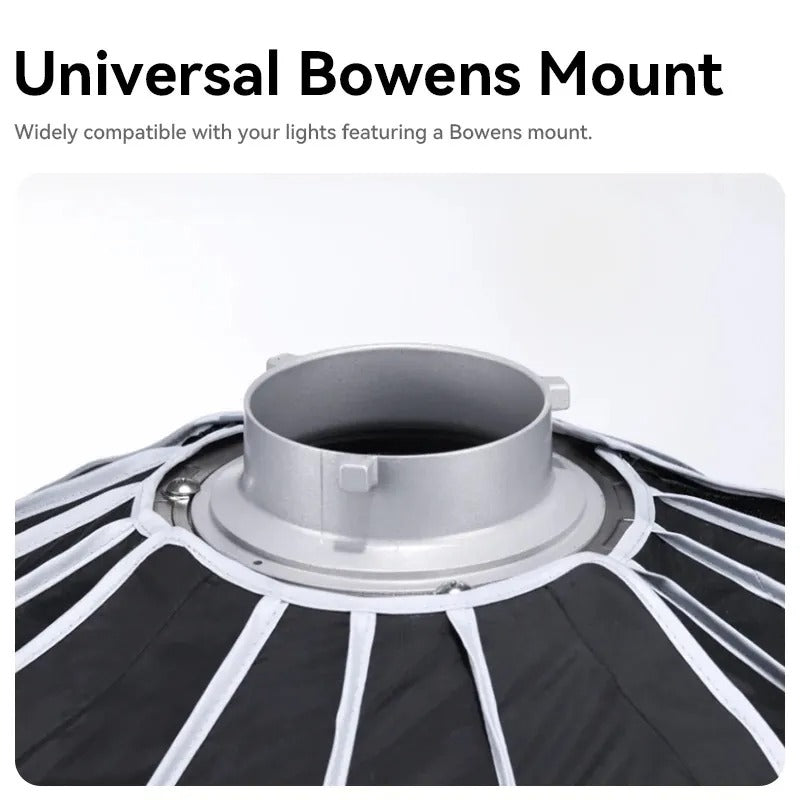 Ulanzi 60cm / 90cm Bowens Mount Parabolic Softbox with Light Diffuser and Grid for Camera Photography, Studio Lighting, Live Streaming, Broadcast, Vlogging, Content Creation, and Video Recording