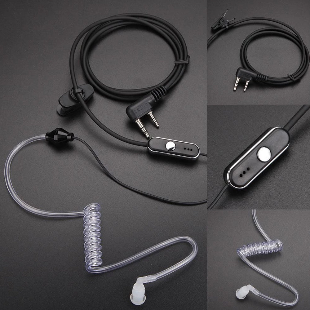 BaoFeng 2 Pin PTT Push-To-Talk Microphone Earpiece Ear Mounted Headset with 3.5mm Ear Stereo Top Pin, 2.5mm Mic Stereo Bottom Pin Ear Radio Compatible with Two-Way Radio