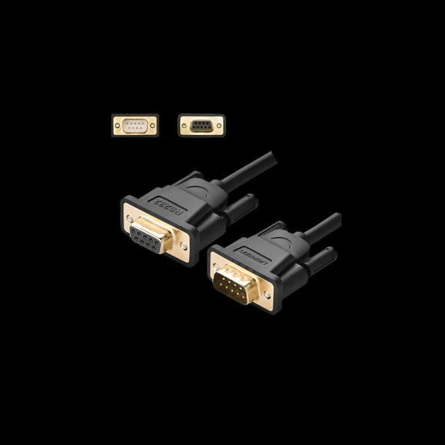 UGREEN 3-Meter DB9 RS232 9-Pin Serial Cable Female to Male with Built-In Locking Bolts for Personal Computers, Equipment, and Peripherals | 20147