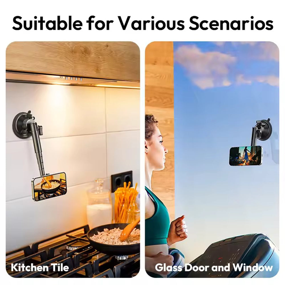 Ulanzi ZJ06 MagSafe Sp-On Holder with Suction Cup Mount for Smartphones with Dual 360° Ball Head, 4 Level Arm and 500g Max Load Capacity for Photo and Video | T117