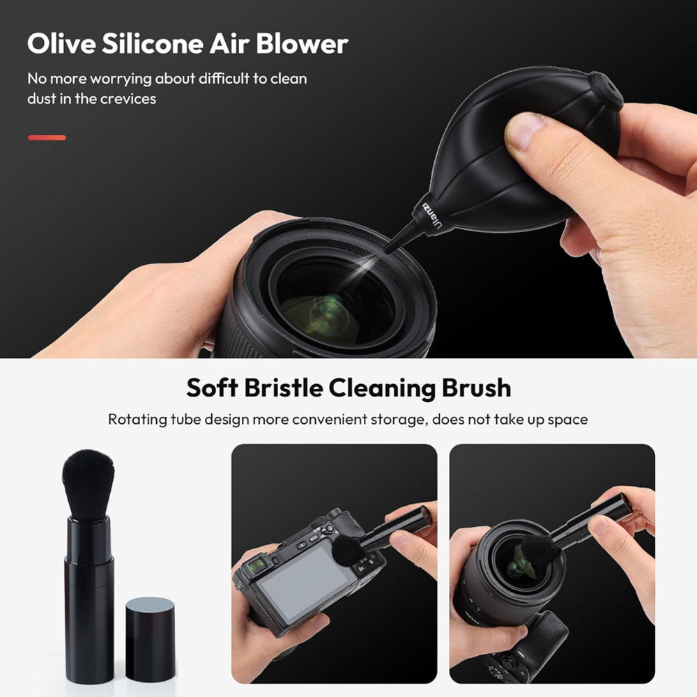Ulanzi C058 CO72 10-in-1 APS-C Camera Cleaning Kit Soft Silicone Air Blower With Flexible Nozzle Dual-tip Design Cleans