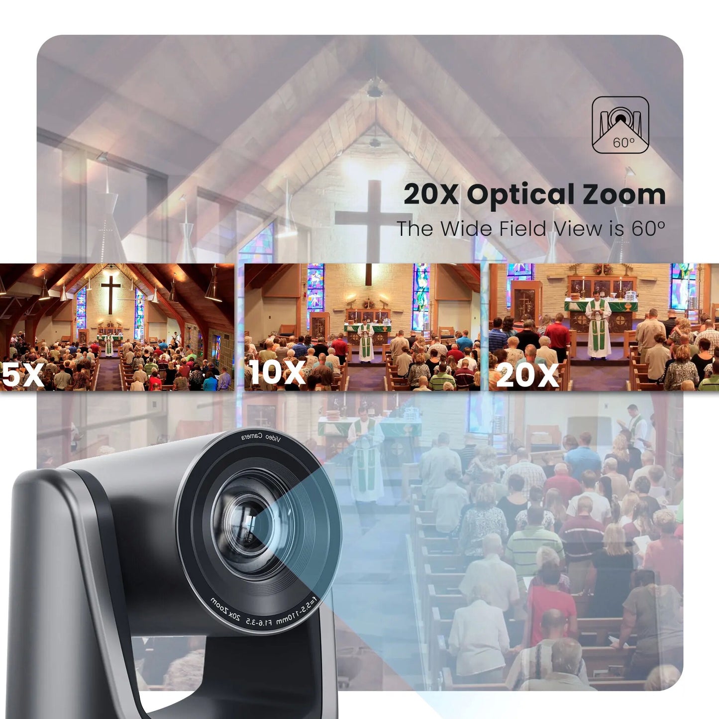 Tenveo TEVO-NV20 Series HD 1080P USB Video Conference PTZ Camera Plug and Play with 350 / 90 Degree Pan and Tilt, 20x Optical Zoom and IR Remote Control for Meetings and Livestreaming