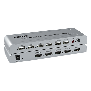 ArgoX 4K 30Hz KVM HDMI 4x1 Quad Multi-Viewer Seamless Switcher Ultra HD Support IR Remote Control, Compatible with USB 2.0, 1-Way Mouse & Keyboard, PCM2 Audio Format, USB Supports Windows, Linux, macOS, Android | HDSW4-V3