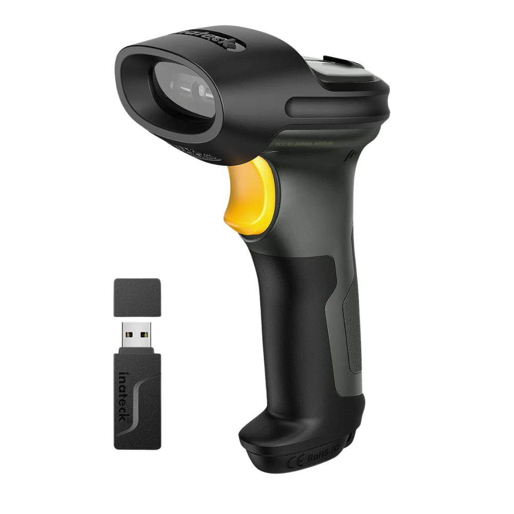 Inateck 1D 2D Wireless Bluetooth Barcode Scanner Plug & Play Laser Scan and Smart AI Mobile App Support | BCST