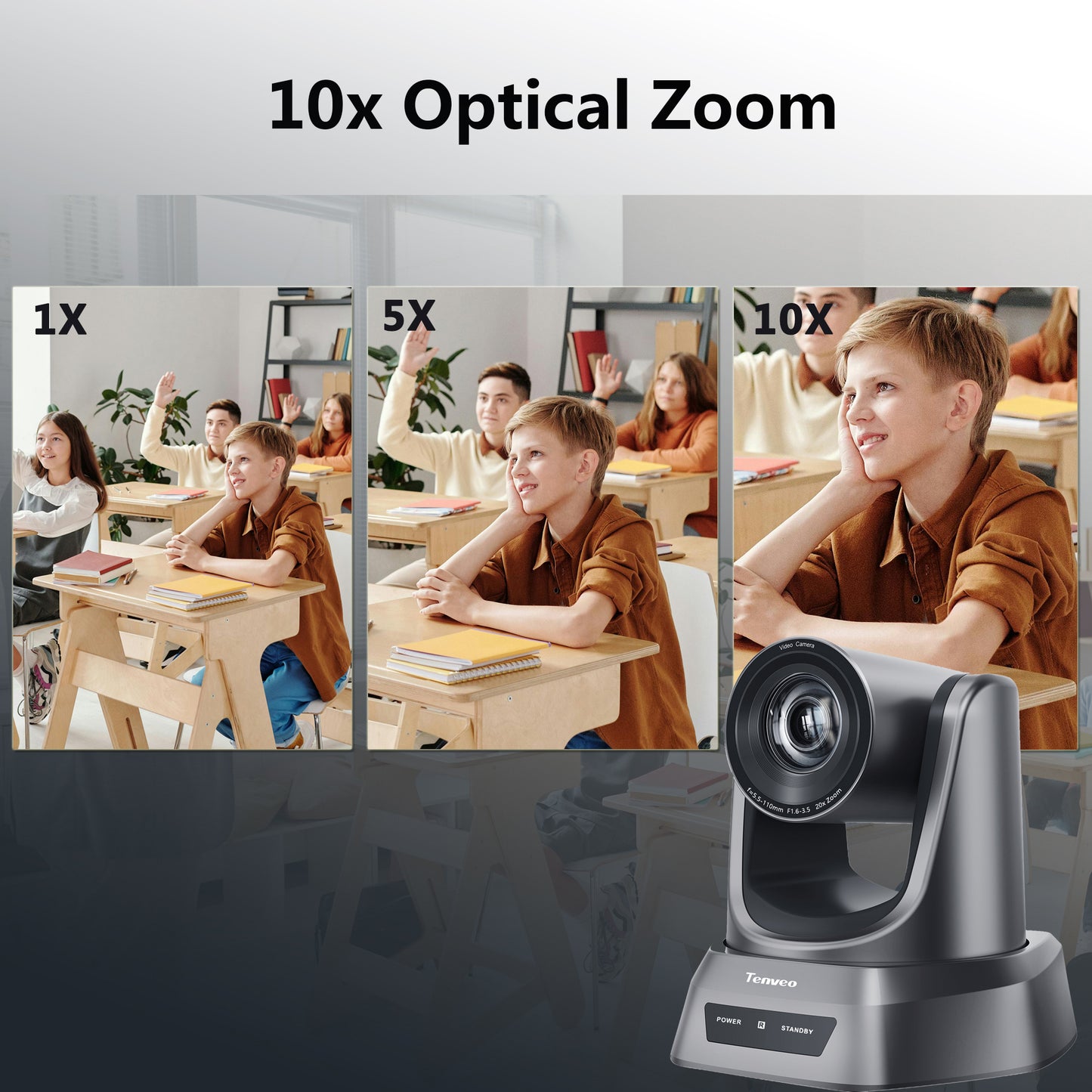 Tenveo TEVO-NV10U 1080P HD PTZ Video Conference Web Camera with USB 2.0 Video Output, 10X Optical Zoom, IR Remote Control, Pan, Tilt and Zoom Features