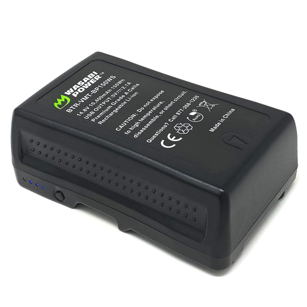 Wasabi Power V Mount Battery and Charger (14.8V, 10400mAh, 150Wh) Rechargeable Lithium Ion Battery for Sony HDCAM, XDCAM, Digital Cinema Cameras, Broadcast Video Camcorder and Other Camcorders