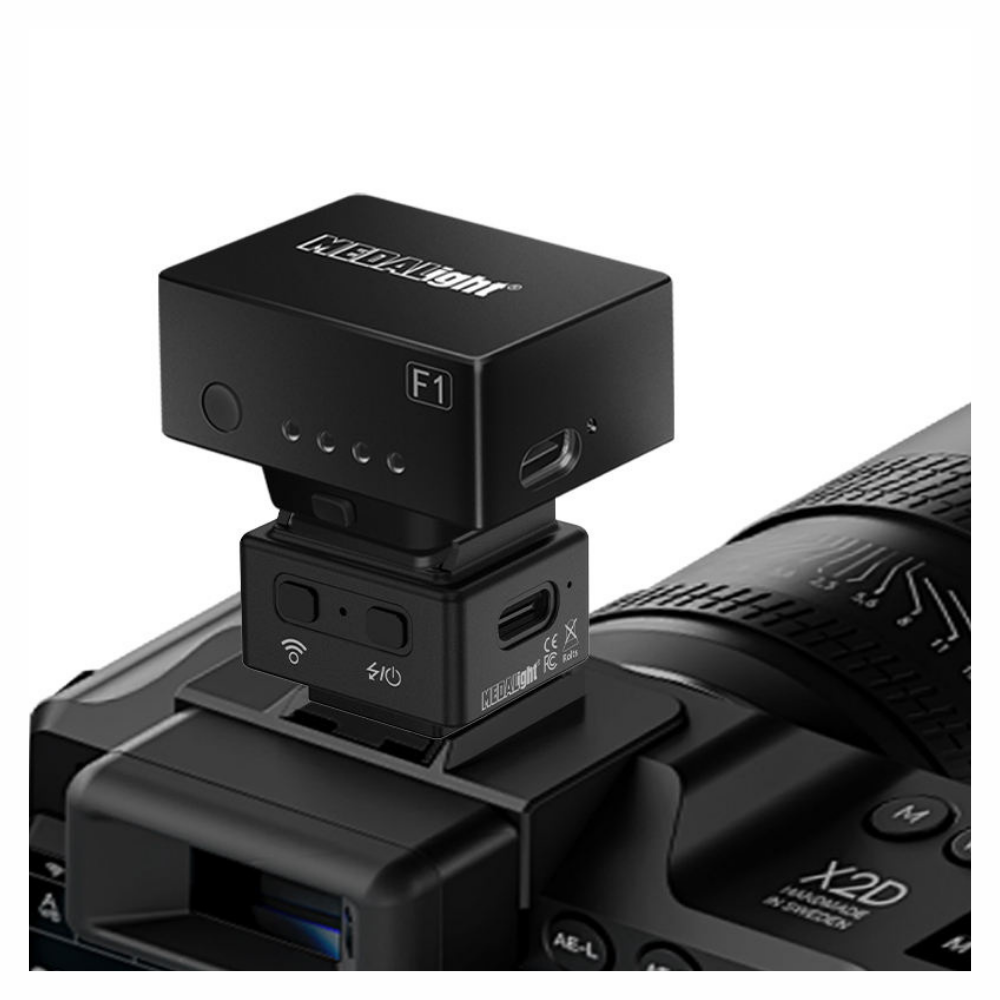 MEDALIGHT WF1 2.4GHz Wireless Flash Trigger TX/RX Transmitter and Receiver for Canon Nikon Sony Pentax DSLR Cameras with 15M Range, 180mAh Li-ion Battery, Hot Shoe Mount and USB-C Socket for Photography