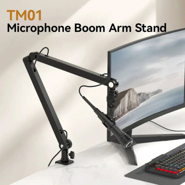 Ulanzi TM01 Microphone Boom Arm Desk Mount with 360 Degree Ball Head and Desktop 50mm C-Clamp and 1.5kg Max Load Capacity for Podcasting, Live Streaming, Audio Recording - T046GBA1