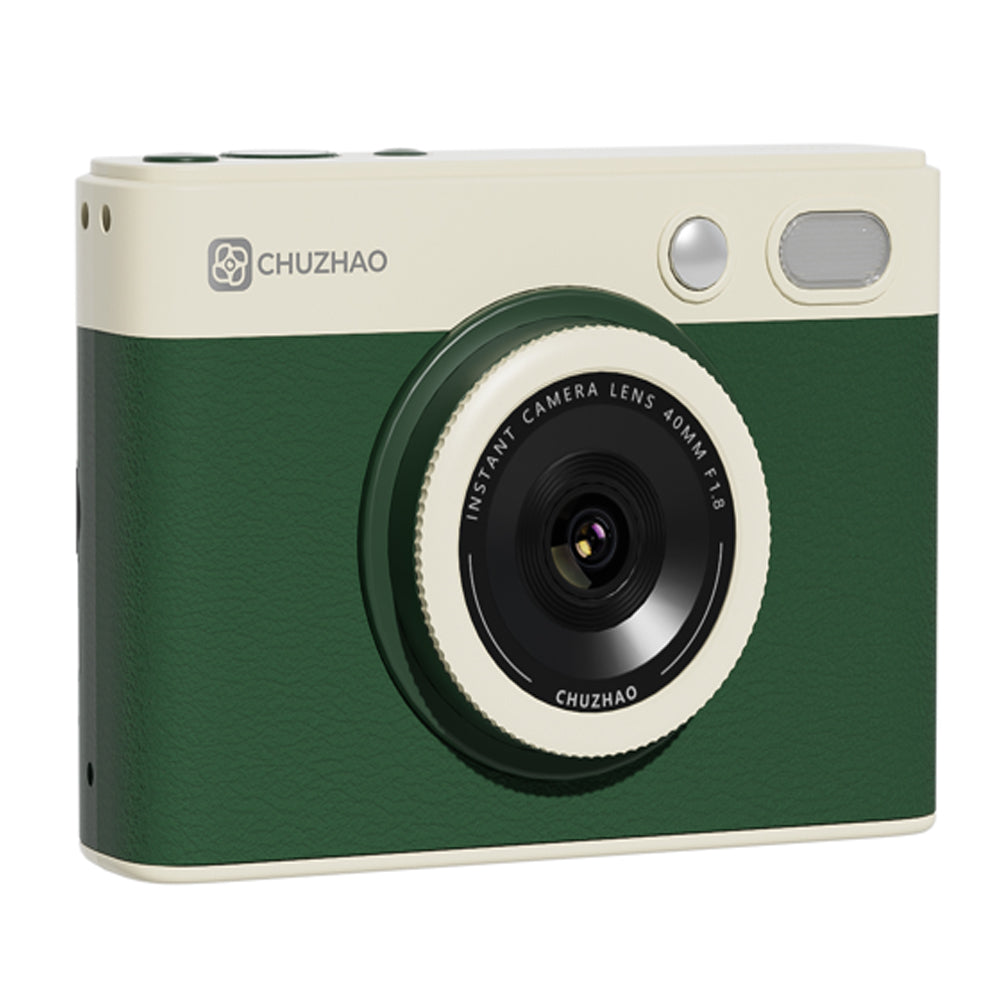 Chuzhao Instant Print Camera and Photo Printer (D1-P) with 10 Film Sheets, 2.1" x 3.2" Size, 1.54" IPS HD Screen, 4PASS Print Technology, Max 64GB MicroSD Card Slot, Mobile Smartphone Printing App Support | Black, Green