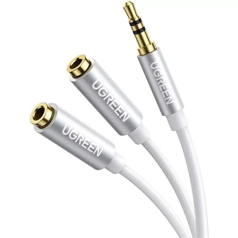 UGREEN 3.5mm TRS Male to Dual 3.5mm Female AUX Headphone Audio Cable Splitter Adapter with Earphone Headset and Microphone Socket for Phone, PC, Tablet | 10532