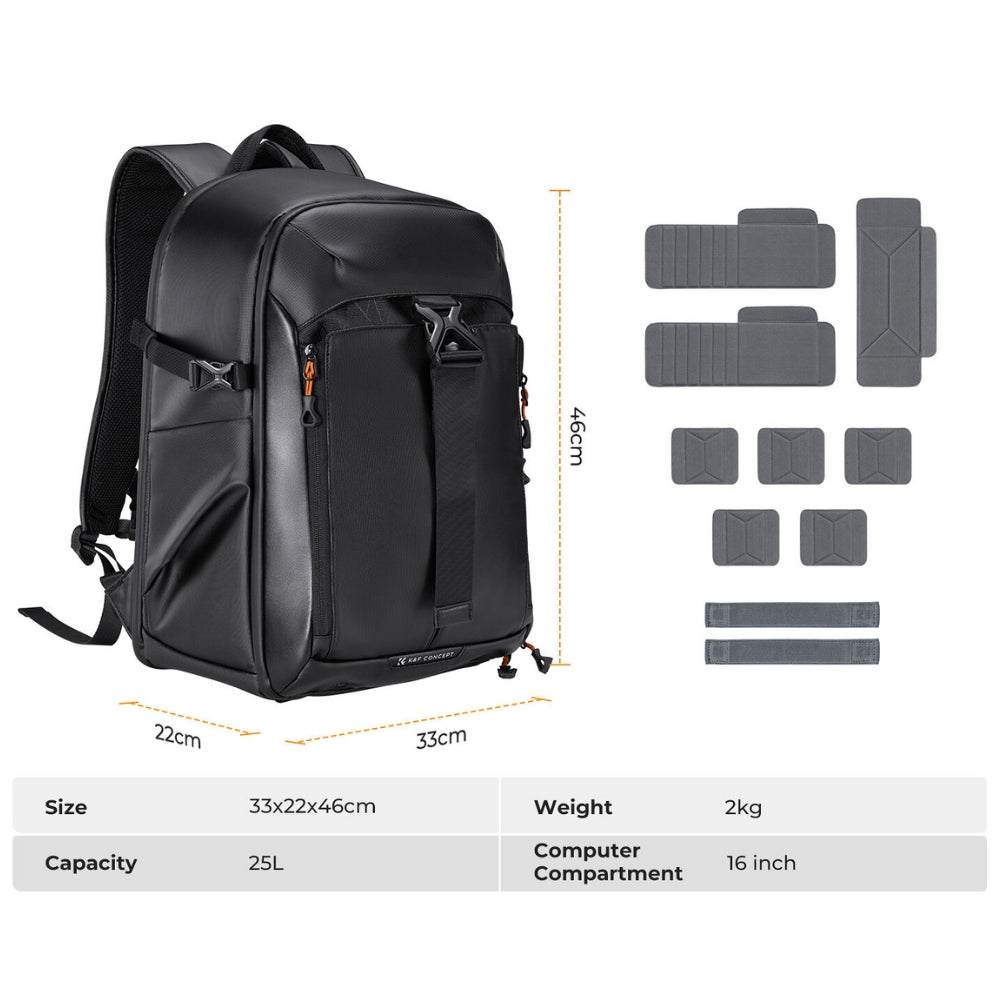 K&F Concept 25L Nature Wander Camera Backpack - Black