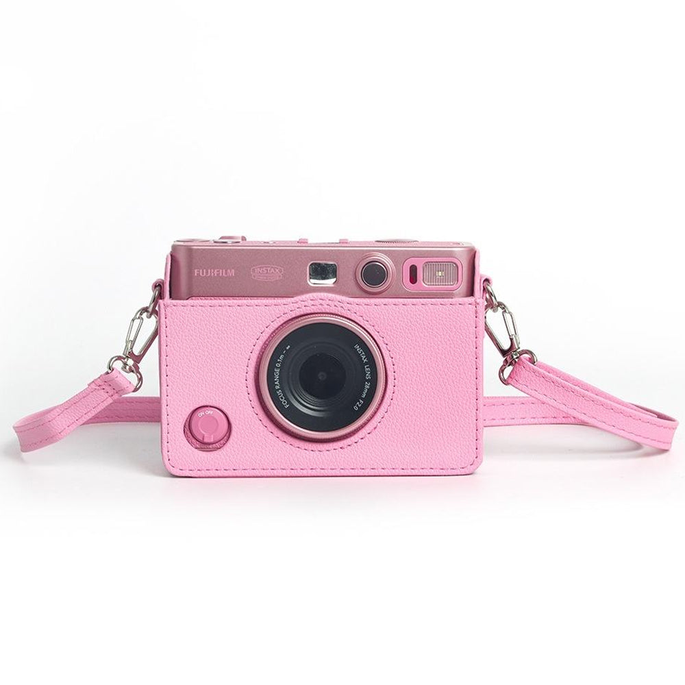 Pikxi Retro Portrait & Landscape Style Shoulder Sling Leather Case Bag for FUJIFILM Instax Mini EVO Instant Film Camera with Shoulder Strap and Formfitting Design for Controls - Available in Brown, Black, Silver, White, Pink Color Options