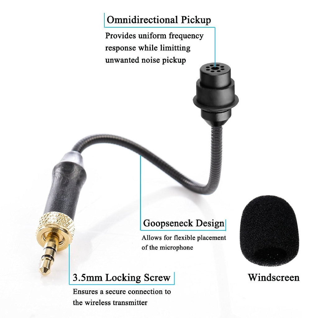 Boya BY-UM2 3.5mm TRS Locking-type Gooseneck Omnidirectiol Flexible Audio Microphone for Wireless Lavalier Microphone System Boya BY-WM4 BY-WM5 BY-WM6 BY-WM8 Saramonic UWMIC9 UWMIC15 Wireless System