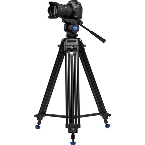 Benro KH25C / KH26C 61.6 / 72.6 Aluminum Video Tripod Kit with Fluid Head, 11lb Payload, Retractable Feet, Carrying Travel Bag for DSLR Cameras