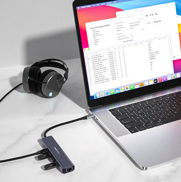 ACASIS DS-7NV5 5-in-1 USB 3.0 to Type C Hub Docking Station with 1000Mbps Gigabit Ethernet Network LAN, 100W PD Fast Charging, and 5Gbps High Speed Data