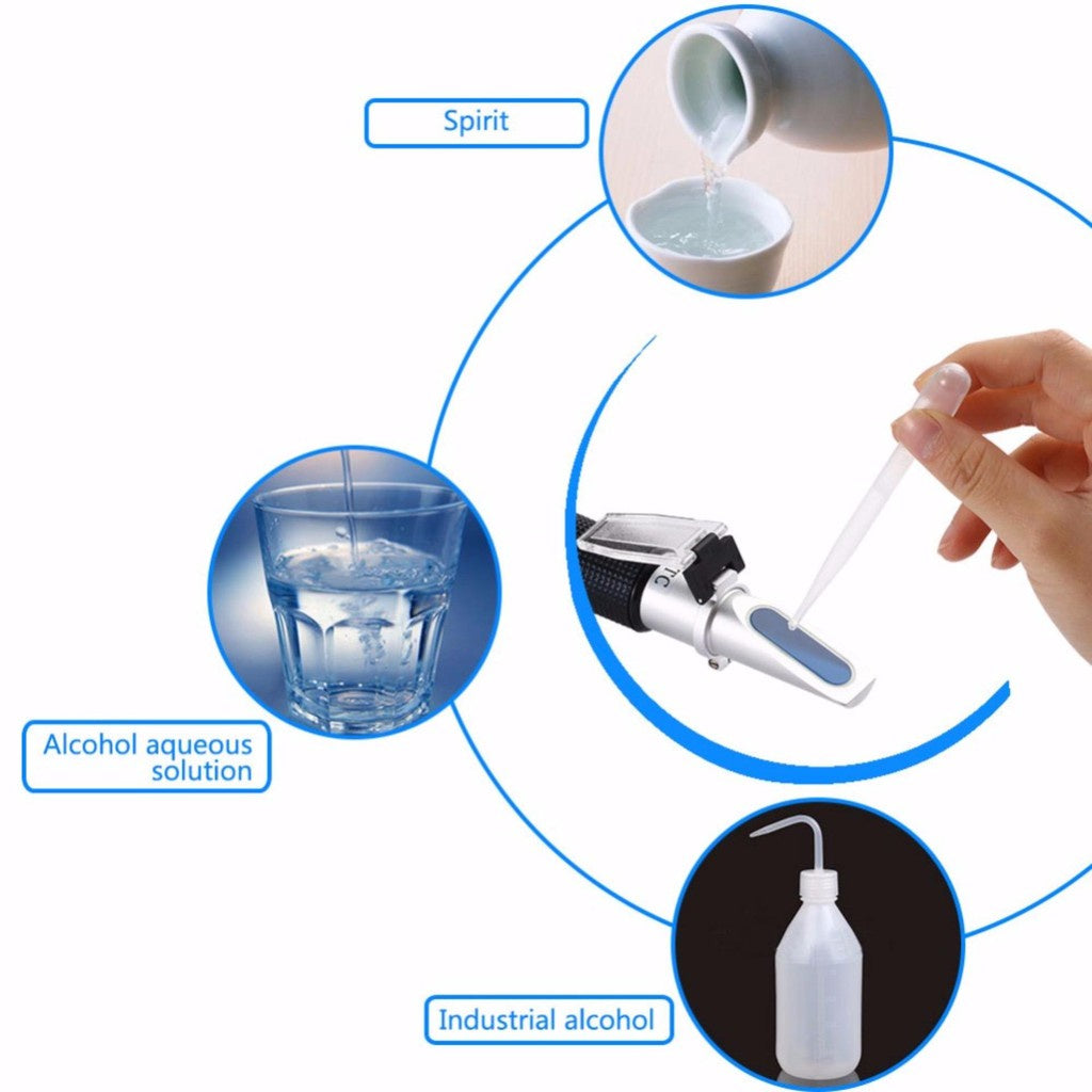 Eagletech REFRAC RHA-80VV ATC 0-80% V/V Alcohol Refractometer Wort Specific Gravity Beer Fruit Juice Wine Sugar Test