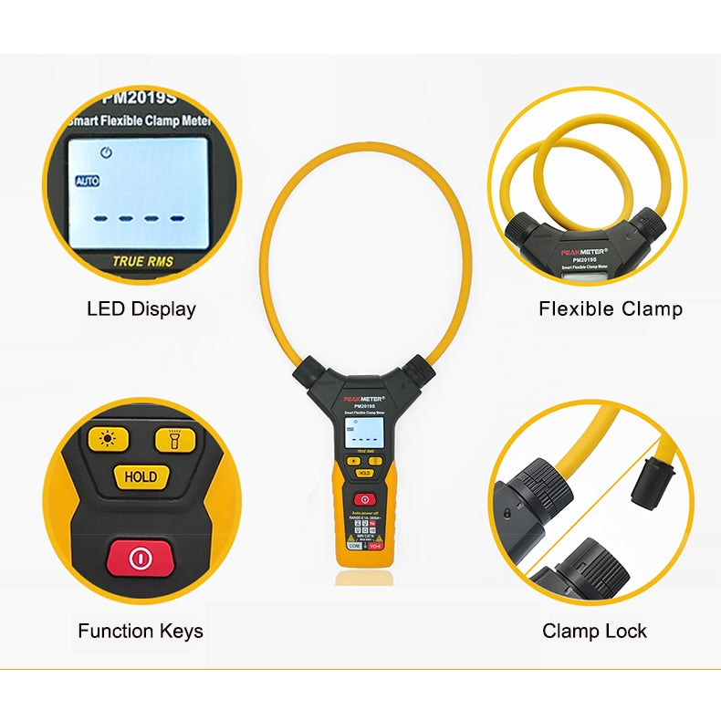 PeakMeter PM2019S Smart AC Digital Flexible Clamp Meter Multimeter Handheld Voltage Current Resistance Frequency