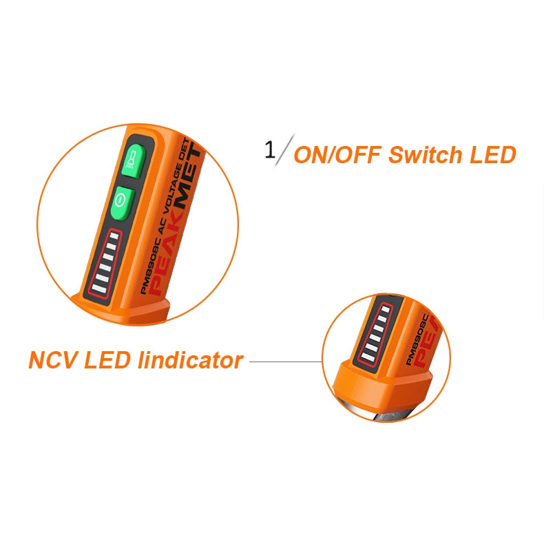 PeakMeter PM8908C Non-contact AC Voltage Detector Tester Meter 12V-1000V Pen style Voltage Detector