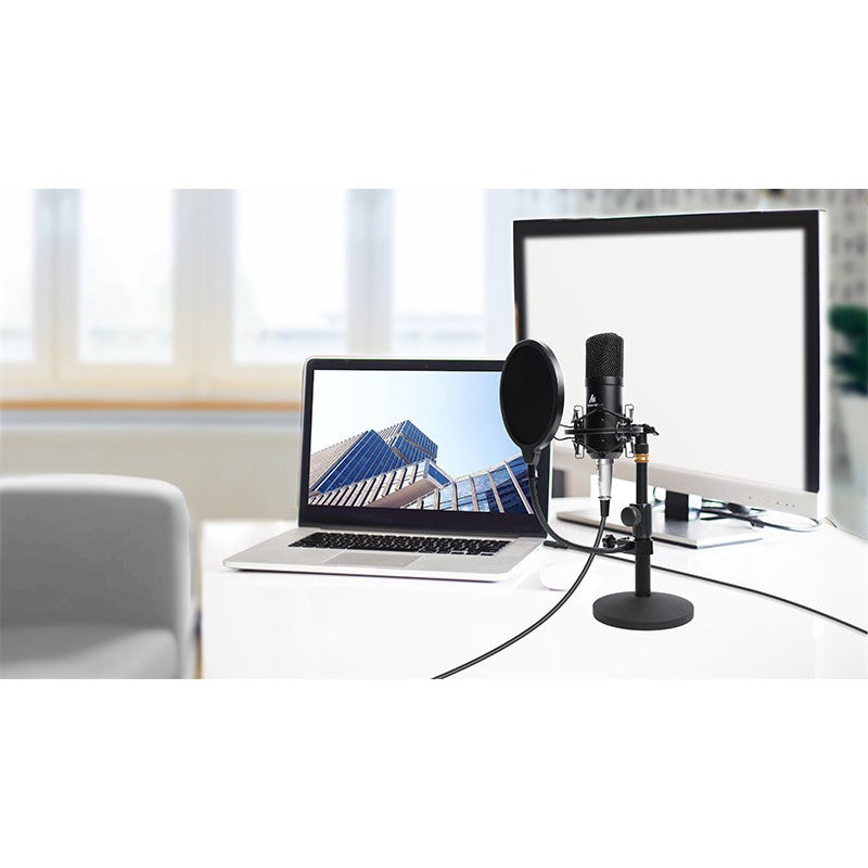 Maono AU-A03T A03T Condenser Microphone Kit Podcast Mic with Boom Arm Microphone Stand